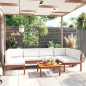 vidaXL Muebles de jardín 7 pzas cojines crema madera maciza de acacia vidaXL Muebles de jardín 7 pzas cojines crema madera maciza de acacia