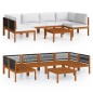 vidaXL Muebles de jardín 7 pzas cojines crema madera maciza de acacia vidaXL Muebles de jardín 7 pzas cojines crema madera maciza de acacia