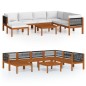 vidaXL Muebles de jardín 8 pzas cojines crema madera maciza de acacia vidaXL Muebles de jardín 8 pzas cojines crema madera maciza de acacia