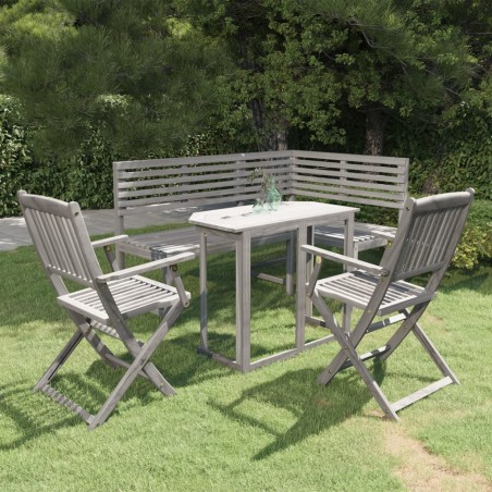 vidaXL Muebles de bistró de jardín 4 piezas madera maciza acacia gris
