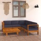 vidaXL Muebles de jardín 6 pzas con cojines gris oscuro madera acacia vidaXL Muebles de jardín 6 pzas con cojines gris oscuro madera acacia
