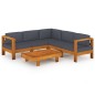 vidaXL Muebles de jardín 6 pzas con cojines gris oscuro madera acacia vidaXL Muebles de jardín 6 pzas con cojines gris oscuro madera acacia