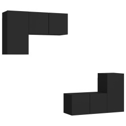 vidaXL Set de muebles de salón TV 4 piezas madera de ingeniería negro
