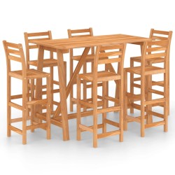 vidaXL Mesa y sillas de bar para jardín 7 pzas madera maciza de acacia