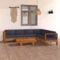 vidaXL Muebles de jardín 7 pzas con cojines gris oscuro madera acacia vidaXL Muebles de jardín 7 pzas con cojines gris oscuro madera acacia