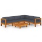 vidaXL Muebles de jardín 7 pzas con cojines gris oscuro madera acacia vidaXL Muebles de jardín 7 pzas con cojines gris oscuro madera acacia
