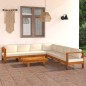 vidaXL Muebles de jardín 8 pzas cojines blanco crema madera de acacia 