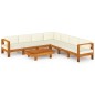 vidaXL Muebles de jardín 8 pzas cojines blanco crema madera de acacia 