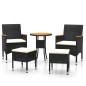 vidaXL Juego de muebles de jardín de 5 piezas ratán sintético negro vidaXL Juego de muebles de jardín de 5 piezas ratán sintético negro