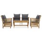 vidaXL Juego muebles de jardín y cojines 5 piezas madera maciza acacia