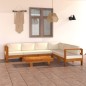 vidaXL Muebles de jardín 7 pzas cojines blanco crema madera de acacia vidaXL Muebles de jardín 7 pzas cojines blanco crema madera de acacia