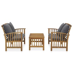 vidaXL Muebles de jardín 3 piezas con cojines madera maciza de acacia 