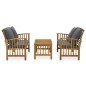 vidaXL Muebles de jardín 3 piezas con cojines madera maciza de acacia vidaXL Muebles de jardín 3 piezas con cojines madera maciza de acacia