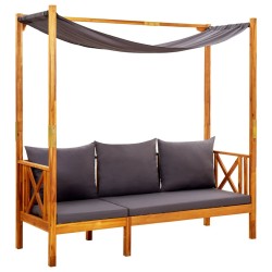 vidaXL Banco de jardín con mesa y reposapiés madera de acacia macizoa