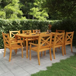 vidaXL Juego de comedor de jardín 9 piezas madera maciza de acacia