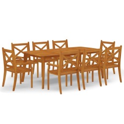 vidaXL Juego de comedor de jardín 9 piezas madera maciza de acacia