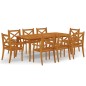 vidaXL Juego de comedor de jardín 9 piezas madera maciza de acacia vidaXL Juego de comedor de jardín 9 piezas madera maciza de acacia