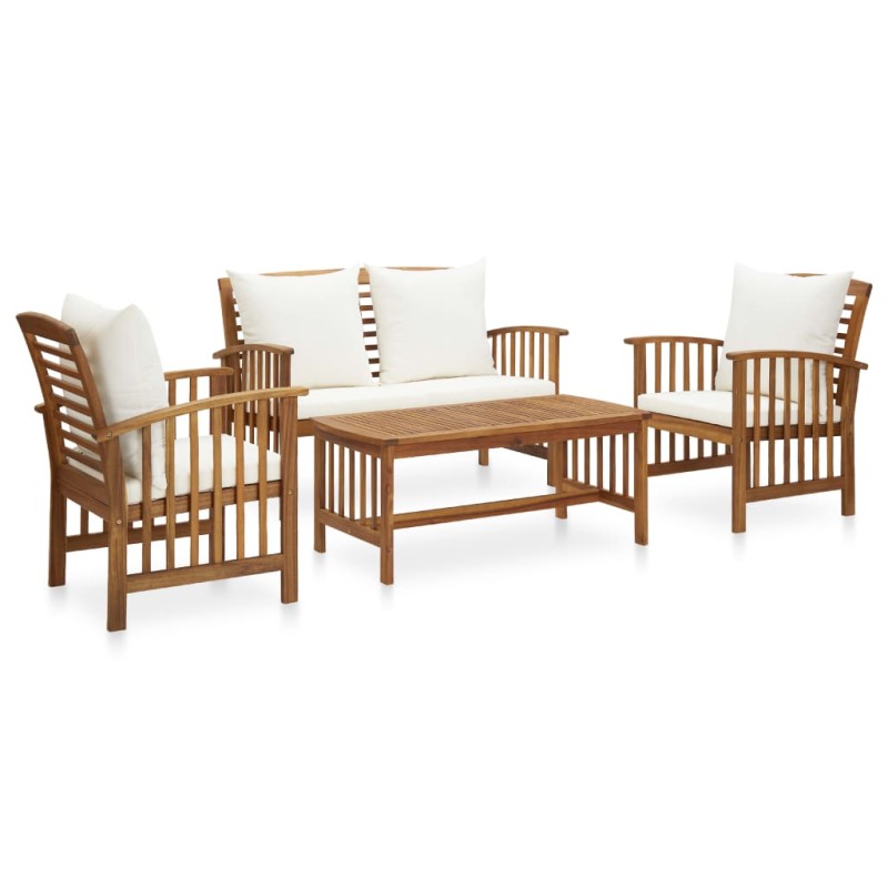 vidaXL Muebles de jardín 4 piezas con cojines madera maciza de acacia vidaXL Muebles de jardín 4 piezas con cojines madera maciza de acacia