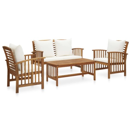 vidaXL Muebles de jardín 4 piezas con cojines madera maciza de acacia 