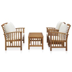 vidaXL Muebles de jardín 4 piezas con cojines madera maciza de acacia 