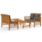 vidaXL Set de muebles para jardín 3 piezas con cojines madera acacia