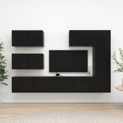 vidaXL Juego de muebles de TV 6 piezas madera contrachapada negro