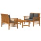 vidaXL Set de muebles para jardín 3 piezas con cojines madera acacia