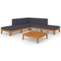 vidaXL Juego muebles de jardín y cojines 7 pzas madera maciza acacia vidaXL Juego muebles de jardín y cojines 7 pzas madera maciza acacia