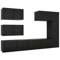 vidaXL Juego de muebles de TV 6 piezas madera contrachapada negro