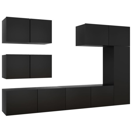 vidaXL Juego de muebles de TV 6 piezas madera contrachapada negro