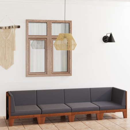 vidaXL Juego muebles de jardín y cojines 4 pzas madera maciza acacia