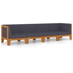 vidaXL Juego muebles de jardín y cojines 4 pzas madera maciza acacia