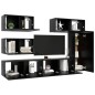 vidaXL Juego de muebles de TV 6 piezas madera contrachapada negro vidaXL Juego de muebles de TV 6 piezas madera contrachapada negro