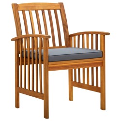 vidaXL Set comedor de jardín 3 pzas y cojines madera maciza de acacia