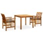 vidaXL Set comedor de jardín 3 pzas y cojines madera maciza de acacia