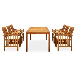 vidaXL Set comedor de jardín 7 pzas y cojines madera maciza de acacia