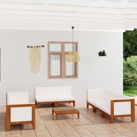 vidaXL Juego muebles de jardín y cojines 9 pzas madera maciza acacia