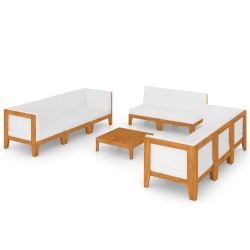 vidaXL Juego muebles de jardín y cojines 9 pzas madera maciza acacia