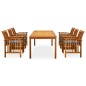 vidaXL Set comedor de jardín 7 pzas y cojines madera maciza de acacia vidaXL Set comedor de jardín 7 pzas y cojines madera maciza de acacia