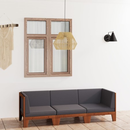 vidaXL Juego muebles de jardín y cojines 3 pzas madera maciza acacia