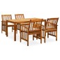 vidaXL Set comedor de jardín 5 pzas y cojines madera maciza de acacia vidaXL Set comedor de jardín 5 pzas y cojines madera maciza de acacia