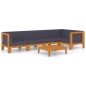 vidaXL Juego muebles de jardín y cojines 6 pzas madera maciza acacia vidaXL Juego muebles de jardín y cojines 6 pzas madera maciza acacia
