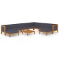 vidaXL Juego muebles de jardín y cojines 11 pzas madera maciza acacia
