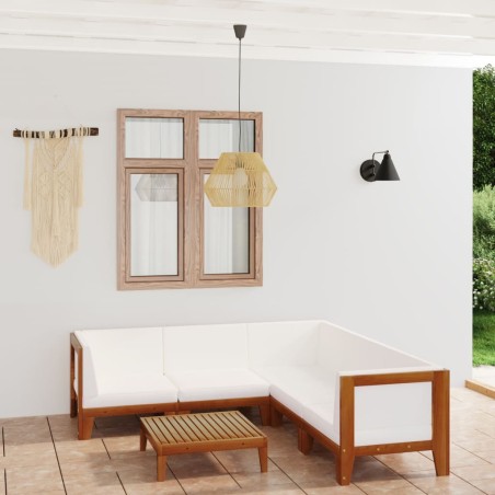 vidaXL Juego muebles de jardín y cojines 6 pzas madera maciza acacia
