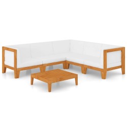 vidaXL Juego muebles de jardín y cojines 6 pzas madera maciza acacia