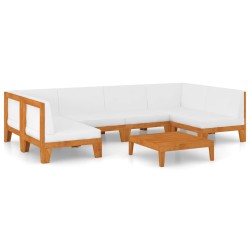 vidaXL Juego muebles de jardín y cojines 7 pzas madera maciza acacia