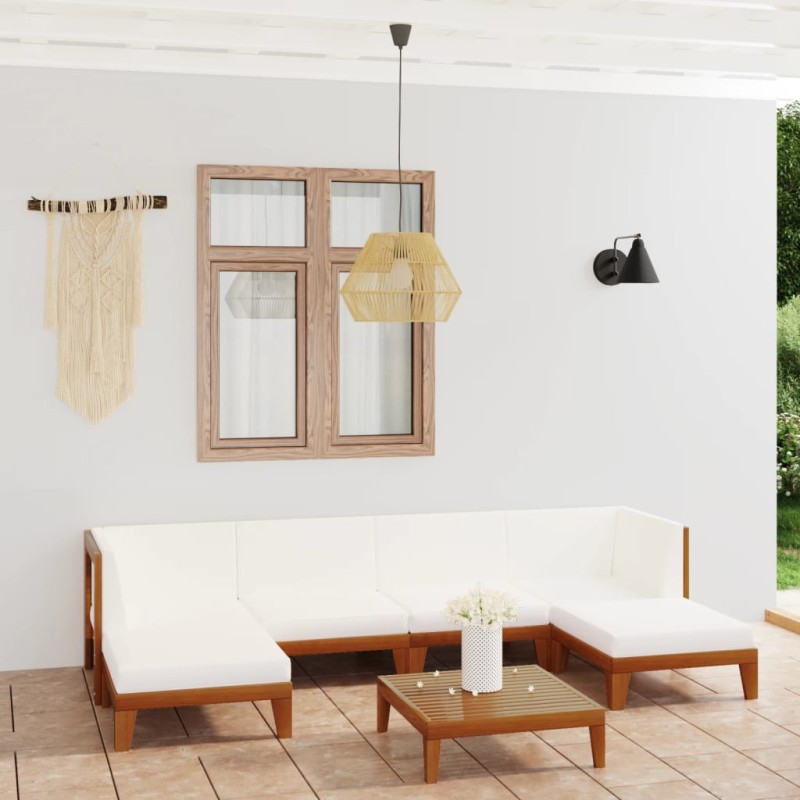 vidaXL Juego muebles de jardín y cojines 7 pzas madera maciza acacia vidaXL Juego muebles de jardín y cojines 7 pzas madera maciza acacia