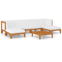 vidaXL Juego muebles de jardín y cojines 7 pzas madera maciza acacia
