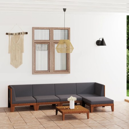 vidaXL Juego muebles de jardín y cojines 6 pzas madera maciza acacia
