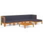 vidaXL Juego muebles de jardín y cojines 6 pzas madera maciza acacia